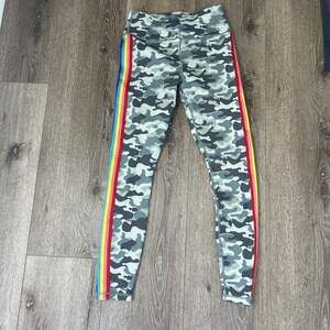 Spirtual Gangster Camo Stripe Leggings Skinny Bold Yoga Fun Motivating Size M